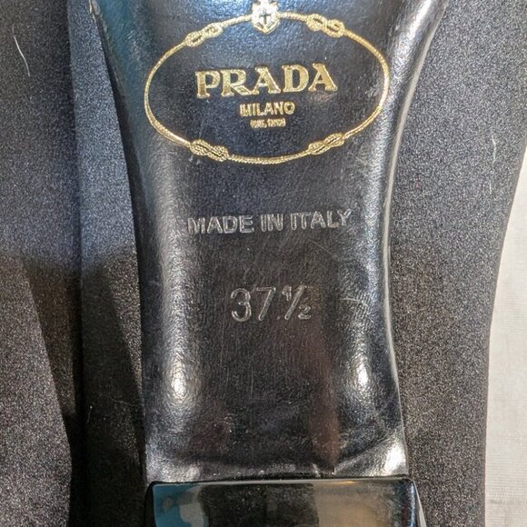 Prada Women's US 7.5 Black Suede Leather Round Toe Slip-On Stiletto Pump Heel - Picture 9 of 10